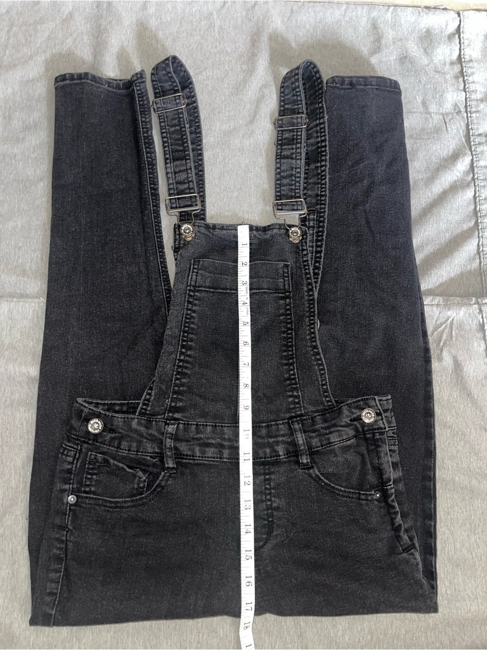Dollhouse Black Distressed Denim Overall Pants Slim Womens Size 9 Skinny Leg
